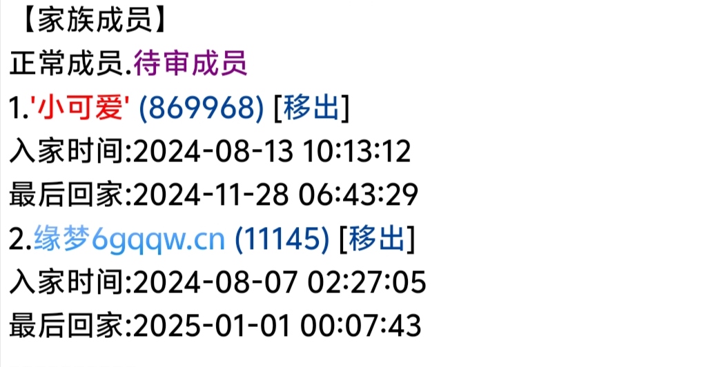 家族族斗成员